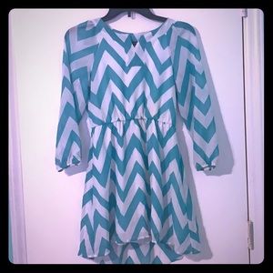 teal/white chevron dress